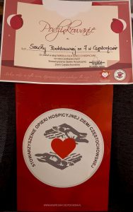 Podziękowanie dla szkoły za udział w akcji "Mikołaj dla dzieci z Hospicjum"