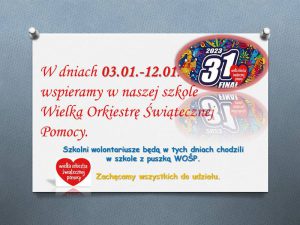 Wspieramy Wielką Orkiestrę Świątecznej Pomocy